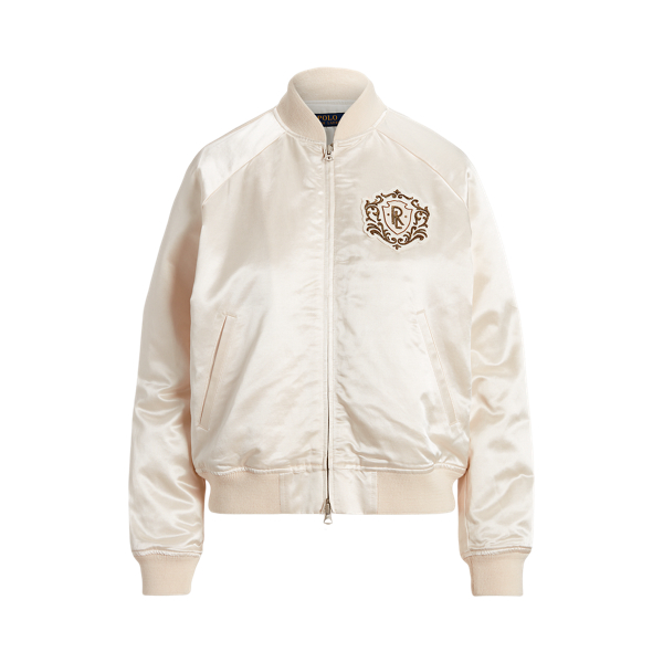 Casaco bomber em cetim Logo &amp; Crest
