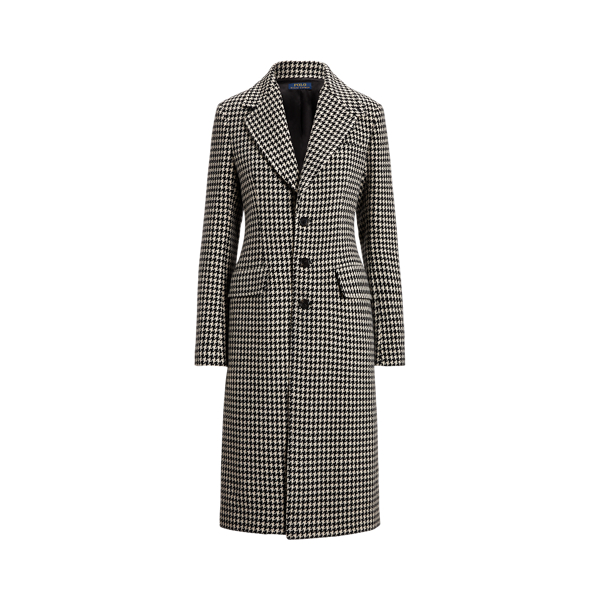Casaco tweed pied-de-poule mistura de lã