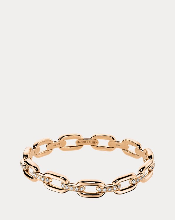 Bracelet à chaîne en or rose pavé de diamants
