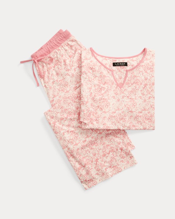 Pyjama capri fleuri en jersey