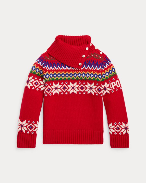 Fair Isle Cotton-Wool Turtleneck Sweater
