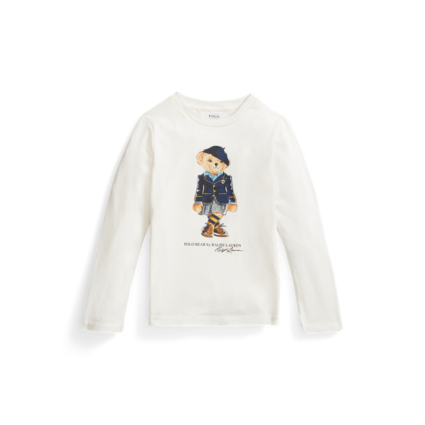 T-shirt de manga comprida de algodão com Polo Bear