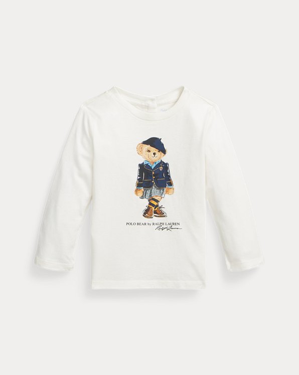 T-shirt de manga comprida de algodão com Polo Bear