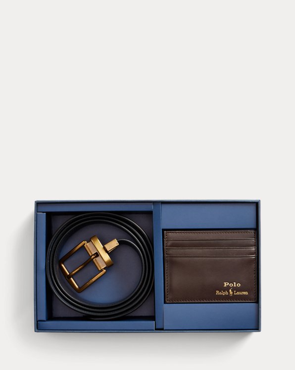 Leather Belt &amp; Card Case Gift Set