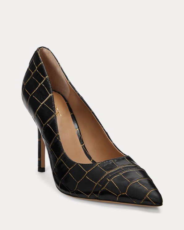 Femme Chaussures Chaussures à talons Escarpins Escarpins Celia en crocodile Ralph Lauren en coloris Noir 