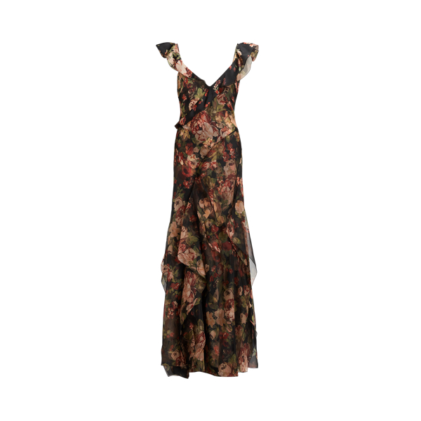 Vestido noite chiffon enrugado Brienne