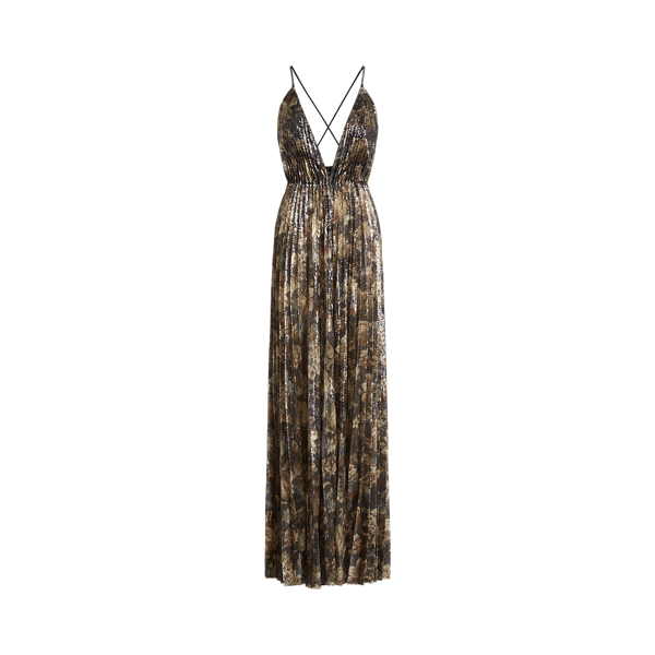 Vestido noite floral enfeites Allston
