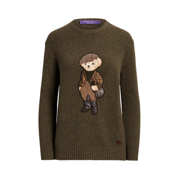 Camisola de caxemira e tweed Polo Bear