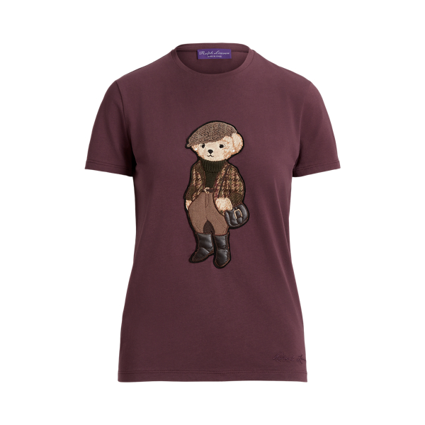 T-shirt de algodão com Polo Bear em tweed