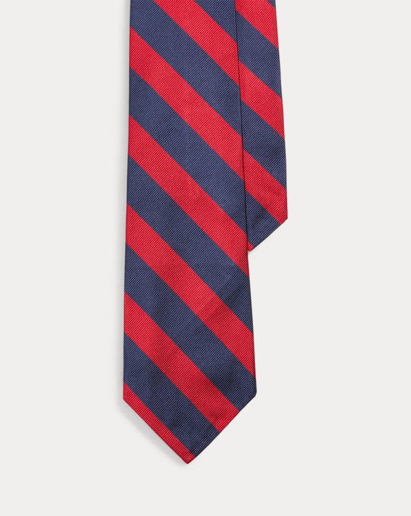 Gestreepte zijden repp stropdas