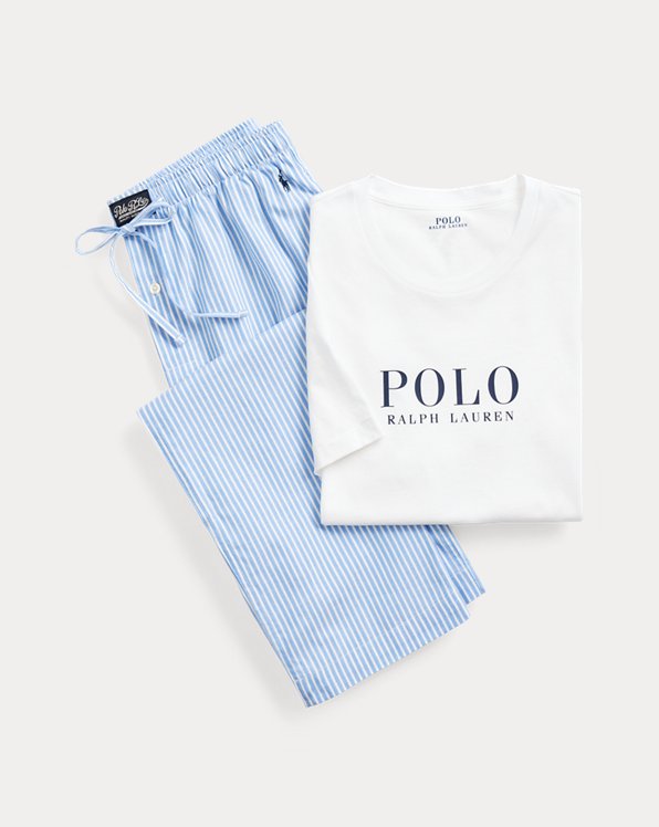 Pyjamaset van katoenen shirt en broek 