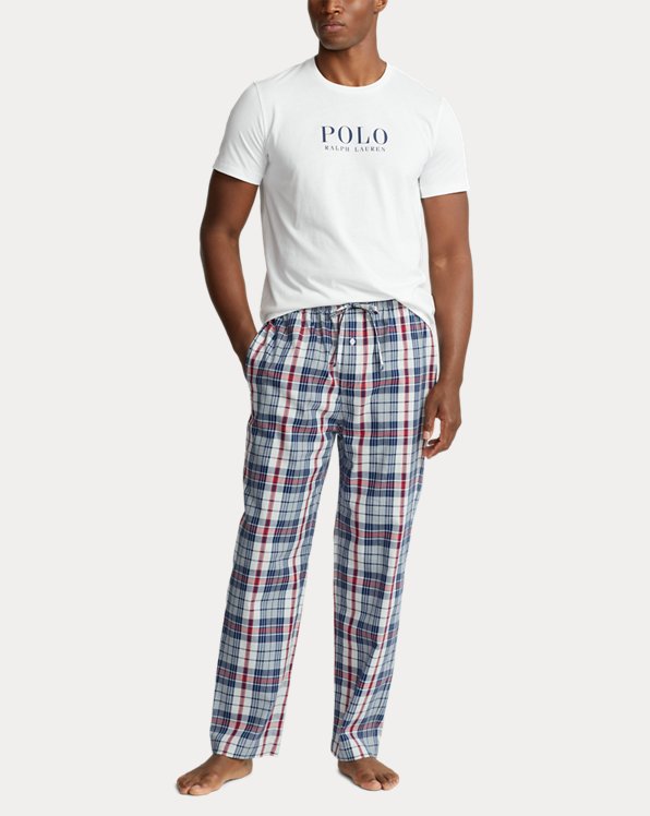 Hombre Ropa de Ropa para dormir Pijama de algodón con Polo Bear y rayas Polo Ralph Lauren de Algodón de color Azul para hombre 