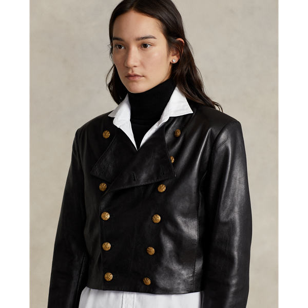 Cropped Lambskin Leather Jacket for Women | Ralph Lauren® OM
