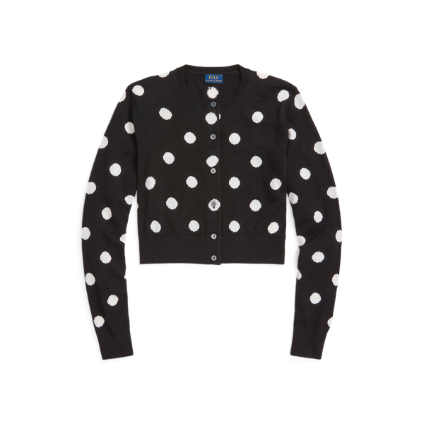 Cropped Polka-Dot Merino Wool Cardigan