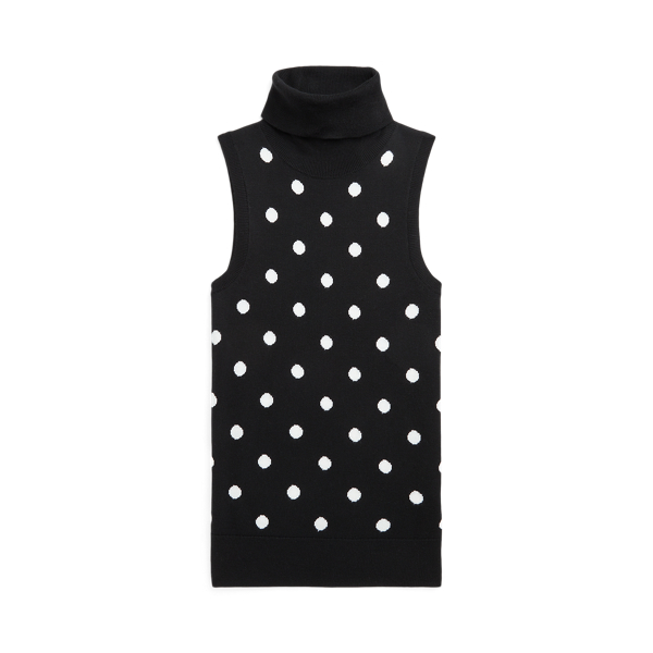 Polka-Dot Wool Sleeveless Roll Neck