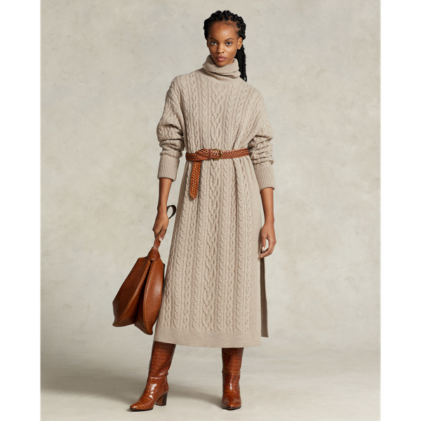 Aran Wool-Blend Turtleneck Sweater Dress