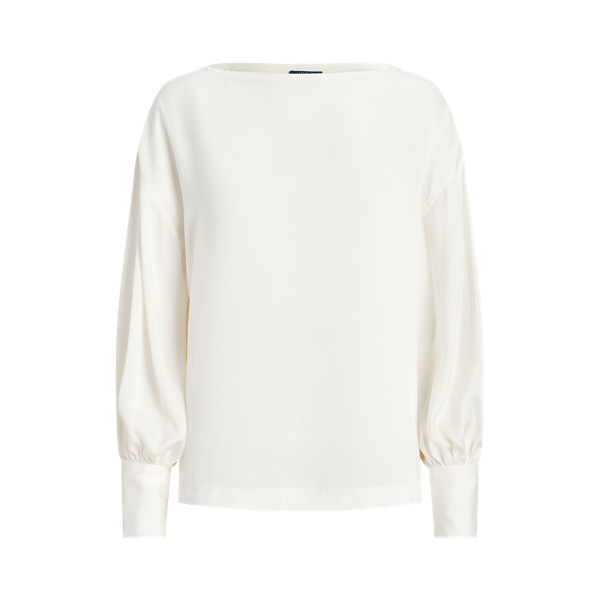 Satin Blouson-Sleeve Top