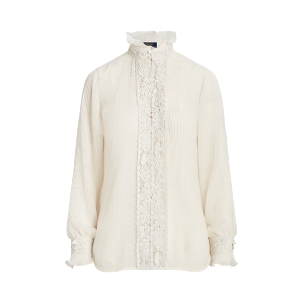 Blusa Georgette e acabamento com renda