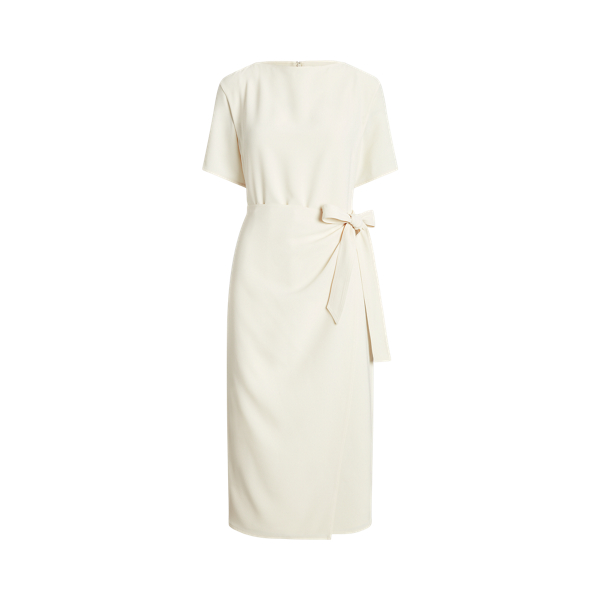 Vestido Midi em crepe com cruzado falso