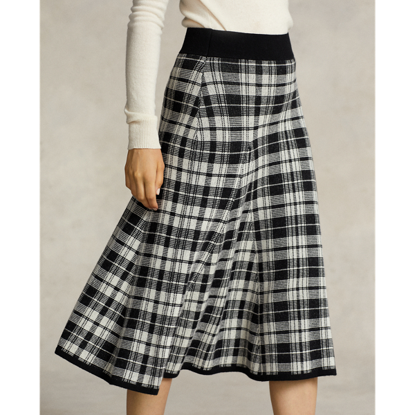 Plaid Jacquard-Knit Godet Wool Skirt for Women | Ralph Lauren® IE