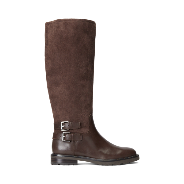 Emelie Leather & Suede Riding Boot for Women Ralph Lauren® UK
