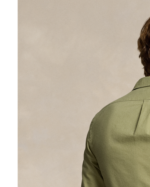 The oxford shirt made its debut very early in  Ralph Lauren Lauren’s designs, and since then, it has solidified its status as a pillar of the Polo look. Our fabric is developed with a secret wash, which gives it instant character, ease and a heathered softness. The formula is so unique that it's been kept in a safe for more than three decades. In addition to details evoking its prep-school inspiration, it offers a relaxed feel, producing what we refer to as "the perfect rumple." Today, Mr Lauren continues to create countless variations of his iconic shirt, including this garment-dyed version, which is finished with our signature embroidered Pony.
