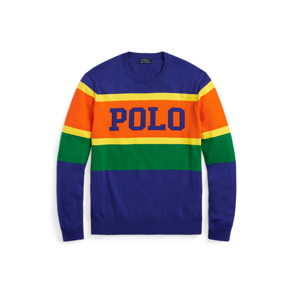 Pull à logo en coton rayé