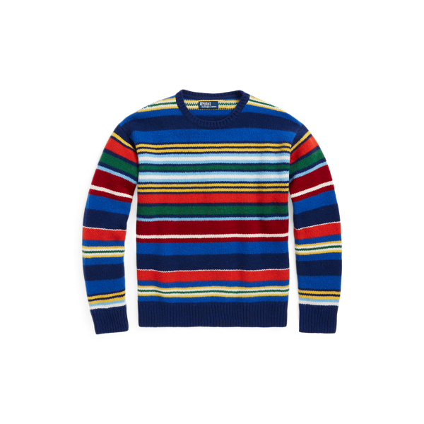 Camisola de malha de lã às riscas