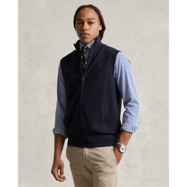 Cotton Full-Zip Sweater Vest