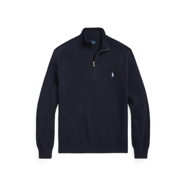 Pull demi-zippé texturé en coton