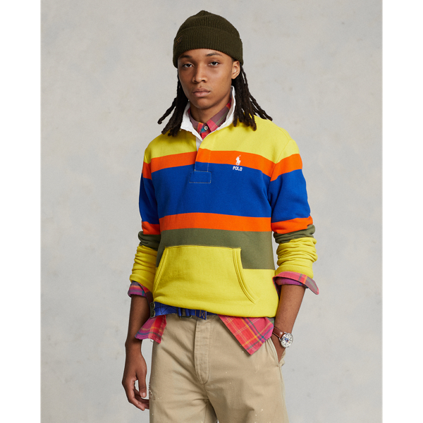 Striped Fleece Rugby Sweatshirt for Men | Ralph Lauren® BE