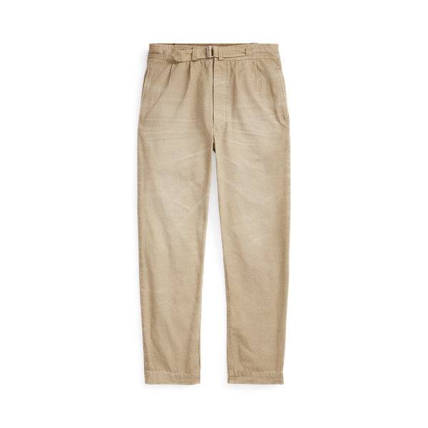 Calças em lona com plissado Relaxed Fit