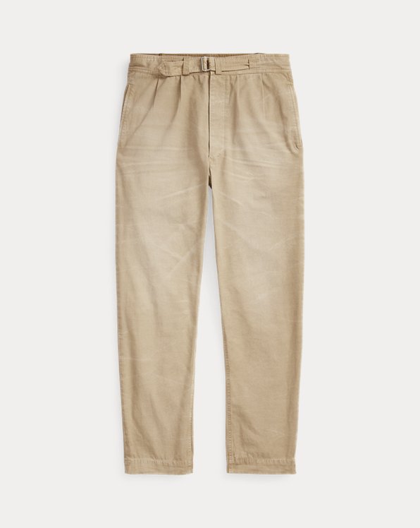 Relaxed Fit Pleated Canvas Trouser