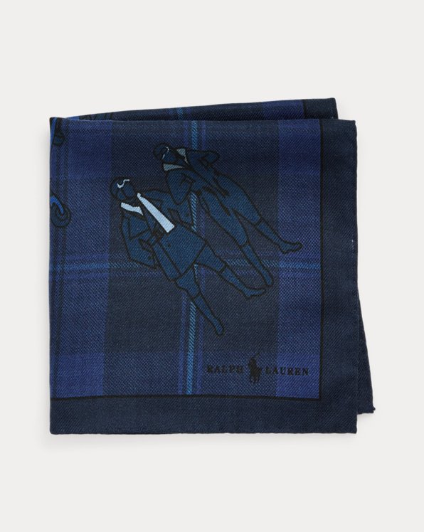 Lenço de bolso seda e lã, padrão aviação