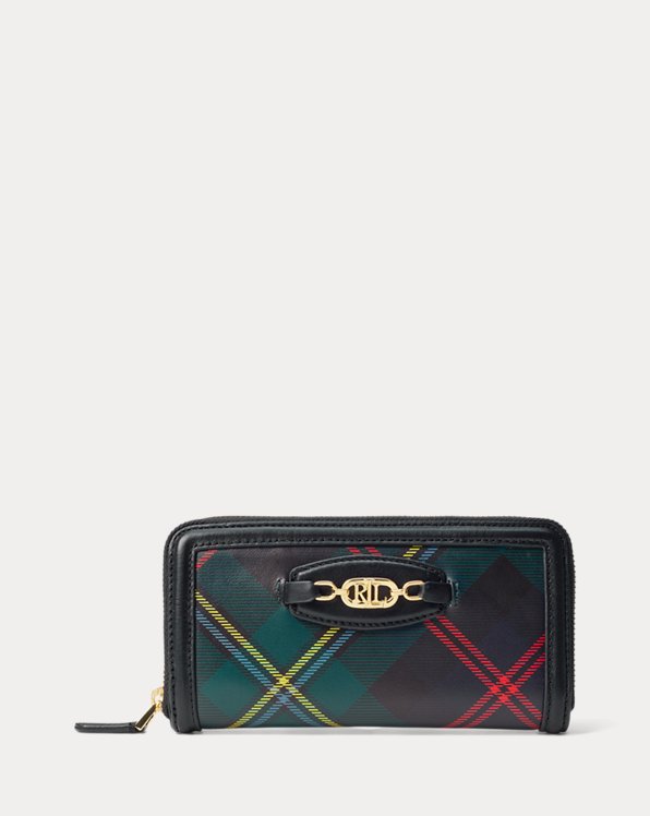 Plaid Leather Continental Wallet