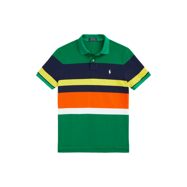 Camisa Polo malha riscas Custom Slim Fit