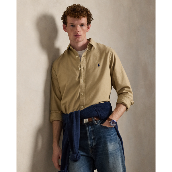 Garment-dyed and washed, this cotton shirt offers a broken-in look and feel from day one.