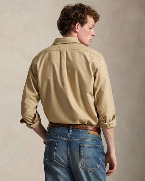Garment-dyed and washed, this cotton shirt offers a broken-in look and feel from day one.