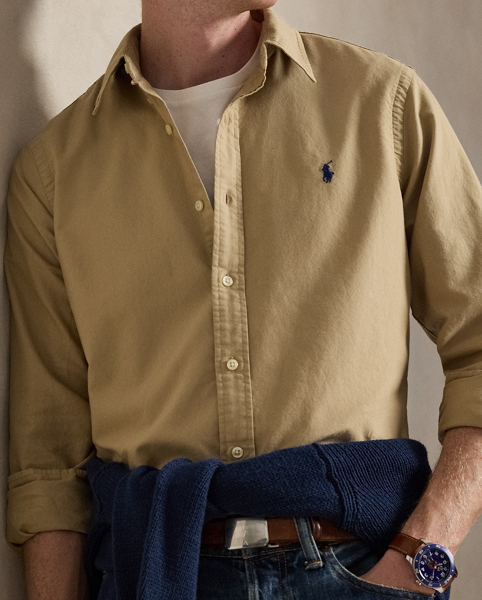Garment-dyed and washed, this cotton shirt offers a broken-in look and feel from day one.