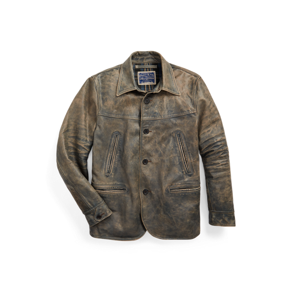 Trois-quart indigo en cuir