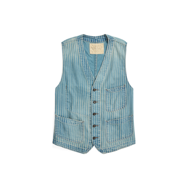 Indigo Striped Twill Vest