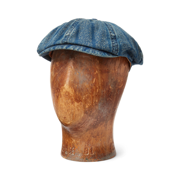 Indigo Striped Twill Newsboy Cap