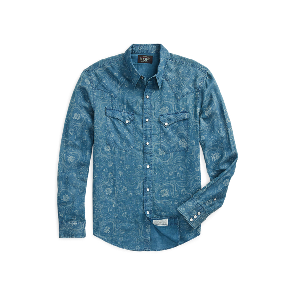 Slim Fit Bandana Linen Western Shirt