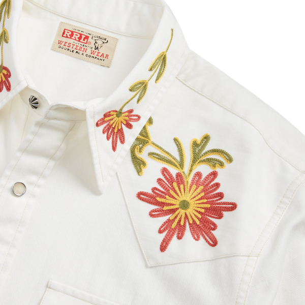 RRL Slim fit geborduurd denim westernshirt 4
