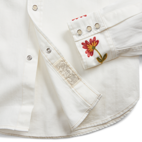 RRL Slim fit geborduurd denim westernshirt 5