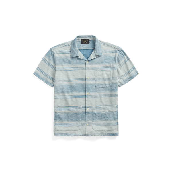 Indigo Striped Jersey Camp Shirt