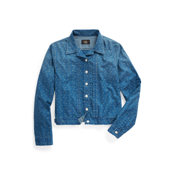 Veste-chemise fleurie en coton et lin