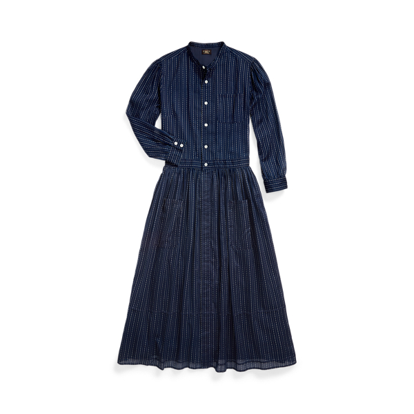 Vestido camiseiro índigo em voile