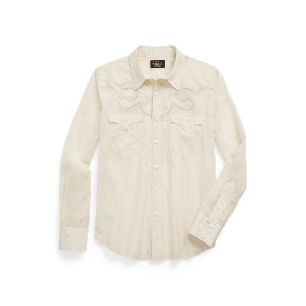 Chemise western en voile de coton brodée