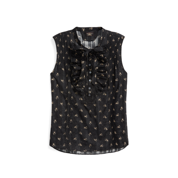 Chemise sans manches jacquard fleuri 